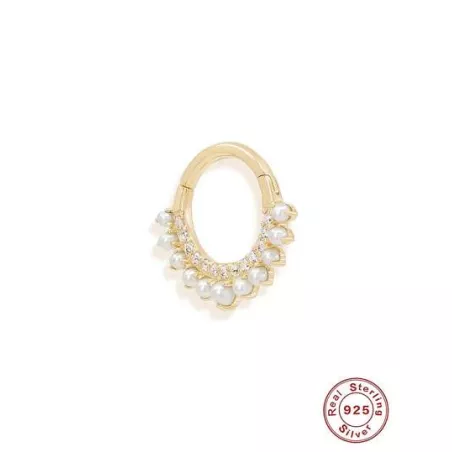 1 pieza Pendiente de aro atractivo zirconia cúbica & perla cultivada adorno plata para mujeres para decoración diaria