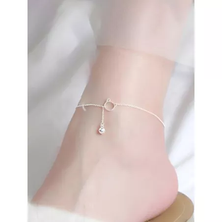 1 pieza Pulsera tobillera de moda dulce estilo S925 plata en forma de gato campana con sonido , elegante con encantador para de