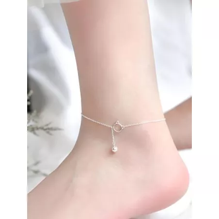 1 pieza Pulsera tobillera de moda dulce estilo S925 plata en forma de gato campana con sonido , elegante con encantador para de