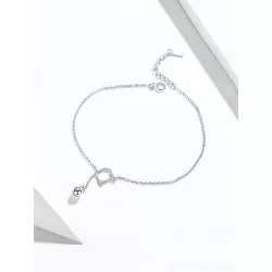1 pieza Pulsera tobillera de moda dulce estilo S925 plata en forma de gato campana con sonido , elegante con encantador para de