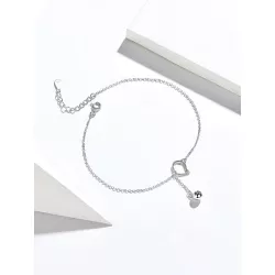 1 pieza Pulsera tobillera de moda dulce estilo S925 plata en forma de gato campana con sonido , elegante con encantador para de