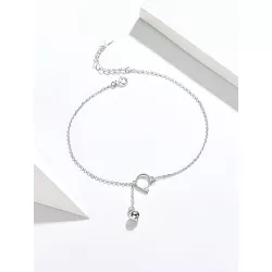 1 pieza Pulsera tobillera de moda dulce estilo S925 plata en forma de gato campana con sonido , elegante con encantador para de