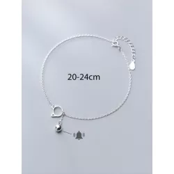 1 pieza Pulsera tobillera de moda dulce estilo S925 plata en forma de gato campana con sonido , elegante con encantador para de
