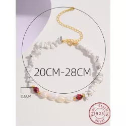 1 pieza Pulsera tobillera con cuenta diseño original hecho a mano perla barroca & natural con turquesa , S925 plata pura materia