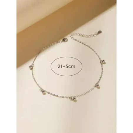 1 pieza Pulsera tobillera plata 925 minimalista cuenta colgante