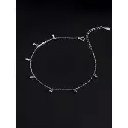 1 pieza Pulsera tobillera simple S925 plata diseño brillante , elegante con de moda para mujeres
