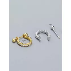1 pieza de mujeres S925 plata oreja Tachuelas con diamante zirconia cúbica oreja Alfiler