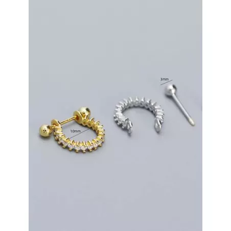 1 pieza de mujeres S925 plata oreja Tachuelas con diamante zirconia cúbica oreja Alfiler