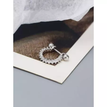 1 pieza de mujeres S925 plata oreja Tachuelas con diamante zirconia cúbica oreja Alfiler