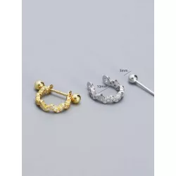 1 pieza de mujeres S925 plata oreja Tachuelas con diamante zirconia cúbica oreja Alfiler