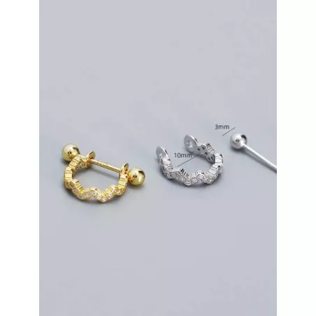 1 pieza de mujeres S925 plata oreja Tachuelas con diamante zirconia cúbica oreja Alfiler