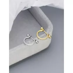 1 pieza de mujeres S925 plata oreja Tachuelas con diamante zirconia cúbica oreja Alfiler