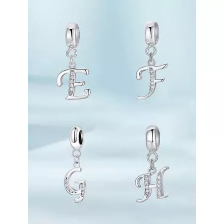 1 pieza de de moda real plata de ley 925 A-Z zirconia accesorio cuenta para mujeres adecuado Brazaletes brazaletes DIY de moda F