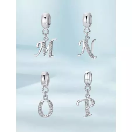 1 pieza de de moda real plata de ley 925 A-Z zirconia accesorio cuenta para mujeres adecuado Brazaletes brazaletes DIY de moda F