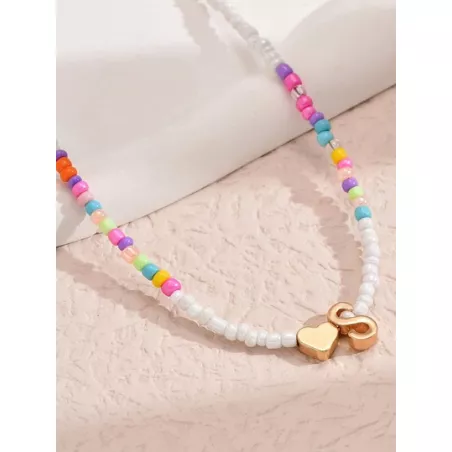 bohemio hecho a mano arroz cuenta Collar 26 con letra Gargantilla con cadena de colores femenino playa Bisutería