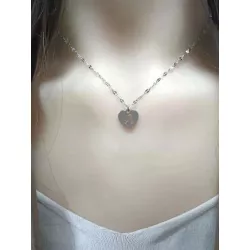 1pc Stainless Steel Heart Necklace For Women Initial Letter Necklaces Alphabet Pendant Chain Choker Jewelry