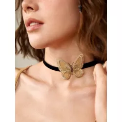 1 pieza Gargantilla moda con parche de mariposa para mujeres para decoración diaria