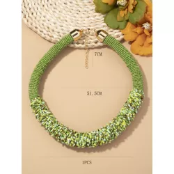 1 pieza Collar gargantilla bohemio europeo y americano estilo verde con cuenta para mujeres , perfecto para festival de música o