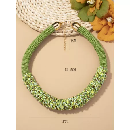 1 pieza Collar gargantilla bohemio europeo y americano estilo verde con cuenta para mujeres , perfecto para festival de música o