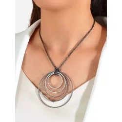 1 collar con colgante Circular incrustado de diamantes de imitación negros para mujer, joyería de fiesta