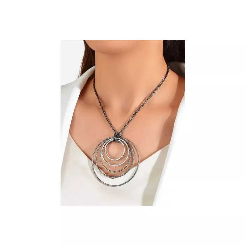 1 collar con colgante Circular incrustado de diamantes de imitación negros para mujer, joyería de fiesta