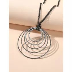 1 collar con colgante Circular incrustado de diamantes de imitación negros para mujer, joyería de fiesta