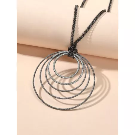 1 collar con colgante Circular incrustado de diamantes de imitación negros para mujer, joyería de fiesta