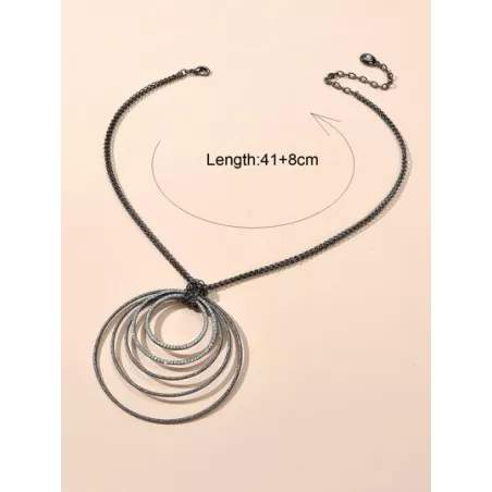 1 collar con colgante Circular incrustado de diamantes de imitación negros para mujer, joyería de fiesta