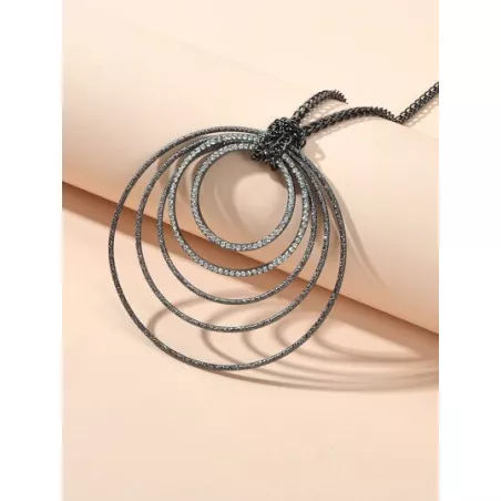 1 collar con colgante Circular incrustado de diamantes de imitación negros para mujer, joyería de fiesta