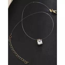1 pieza transparente Cuerda de pescar blanco con diamante de imitación Collar con colgante