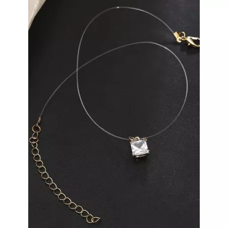1 pieza transparente Cuerda de pescar blanco con diamante de imitación Collar con colgante