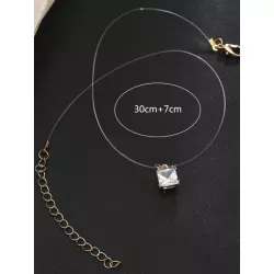1 pieza transparente Cuerda de pescar blanco con diamante de imitación Collar con colgante