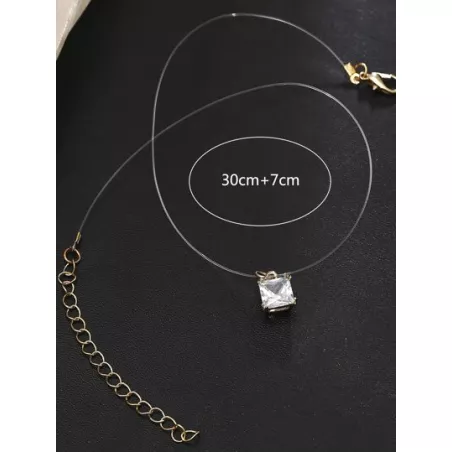 1 pieza transparente Cuerda de pescar blanco con diamante de imitación Collar con colgante