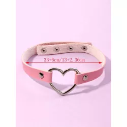 1 pieza Collar gargantilla cuero PU en forma de corazón