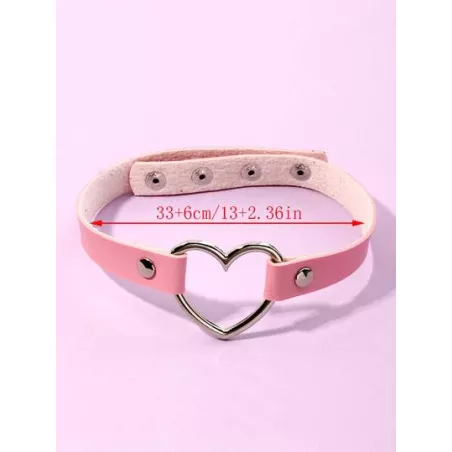 1 pieza Collar gargantilla cuero PU en forma de corazón