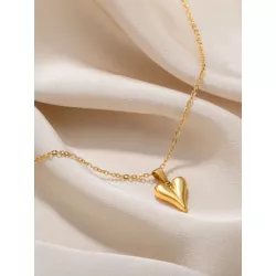 1 pieza de acero inoxidable en forma de corazón Collar con colgante para mujeres , estilo interior clavícula con cadena Accesori