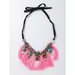 1 pieza Collar babero bohemio concha con cuenta con fleco para mujeres