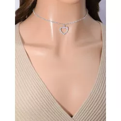 Collar con diamante de imitación & con adorno de corazón