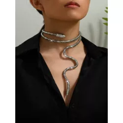 A elegante con ajustable multi fila cuello con simulado serpiente en forma de