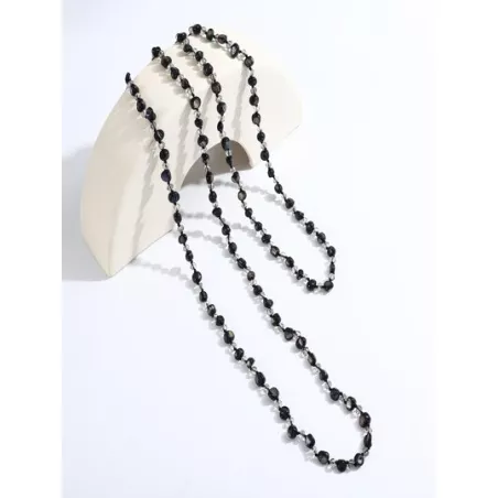 1 pieza 120Cm negro con concha & con cuentas de cristal Collar largo para mujeres , versátil estilo Jersey con cadena , diariame