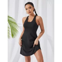 Vestido deportivo unicolor con tira cruzada de espalda abierta