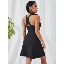 Vestido deportivo unicolor con tira cruzada de espalda abierta