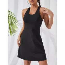 Vestido deportivo unicolor con tira cruzada de espalda abierta