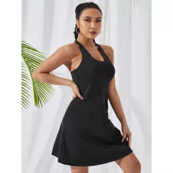 Vestido deportivo unicolor con tira cruzada de espalda abierta