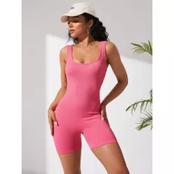 Mono unitard unicolor de cuello scoop deportivo