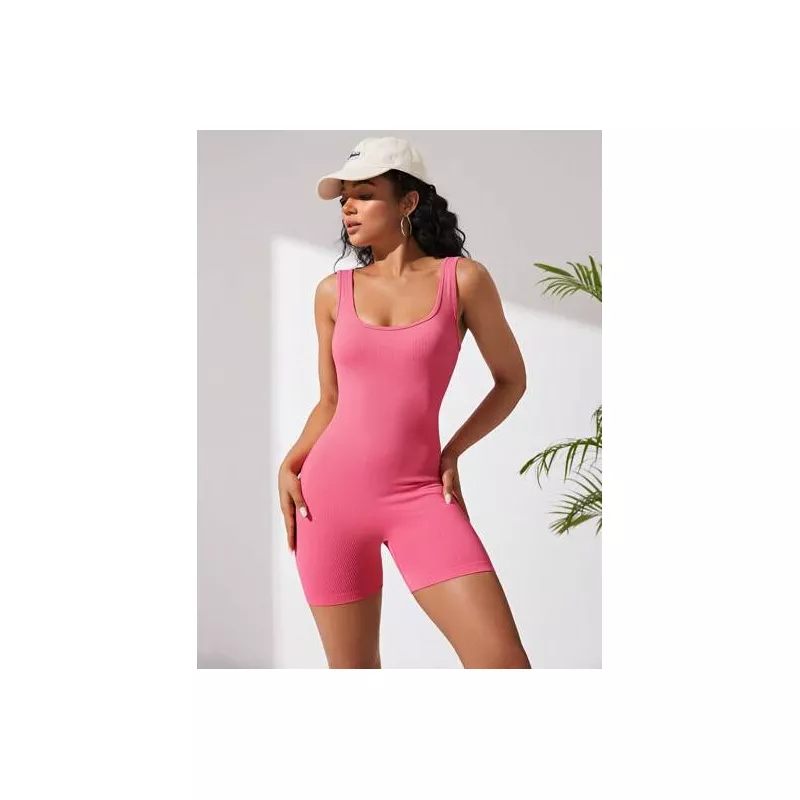 Mono unitard unicolor de cuello scoop deportivo