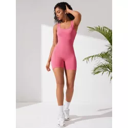 Mono unitard unicolor de cuello scoop deportivo