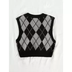 Chaleco de punto con patrón de rombo