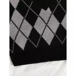 Chaleco de punto con patrón de rombo