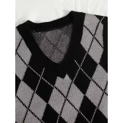 Chaleco de punto con patrón de rombo